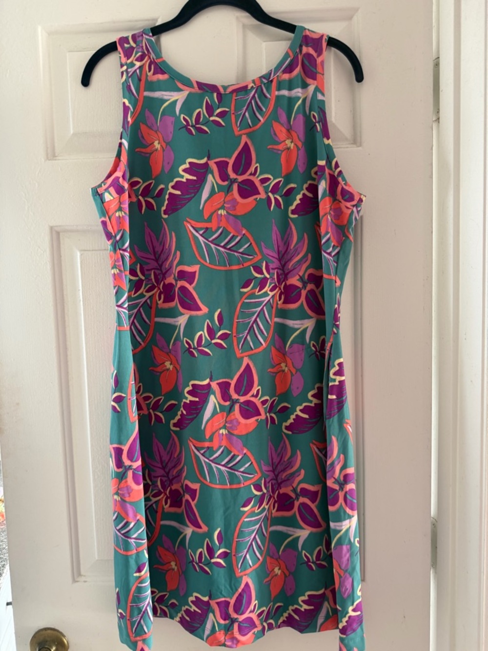 Columbia Freezer Dress Cooling Teal Floral Midi Dress with Pink & Purple Accents